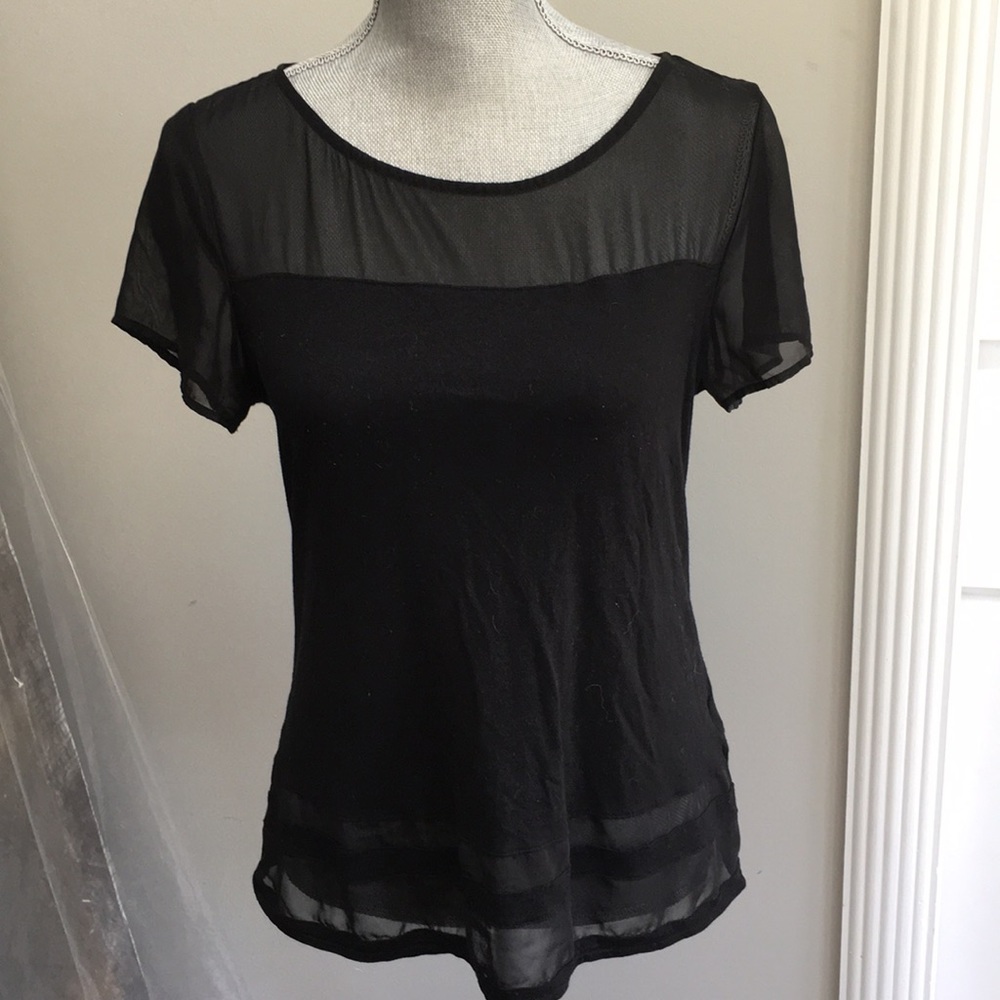 Black shirt with sheer sections